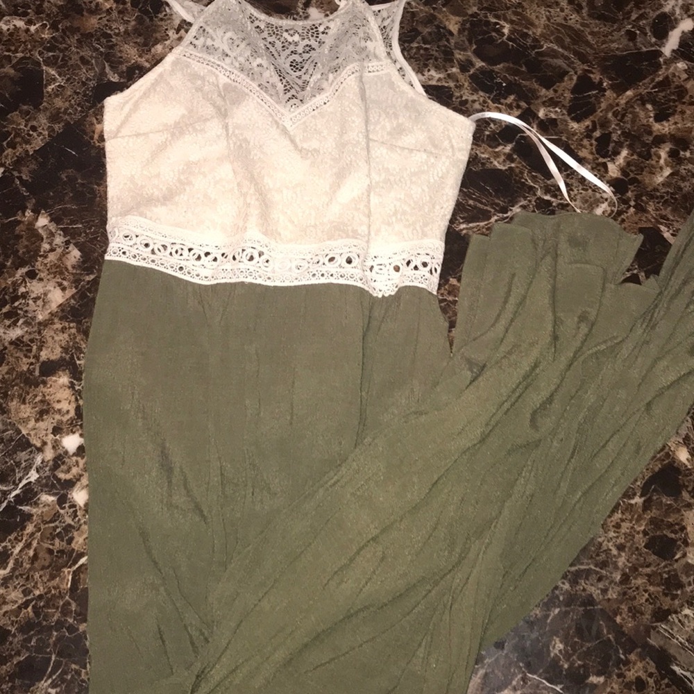 White and green fancy dress